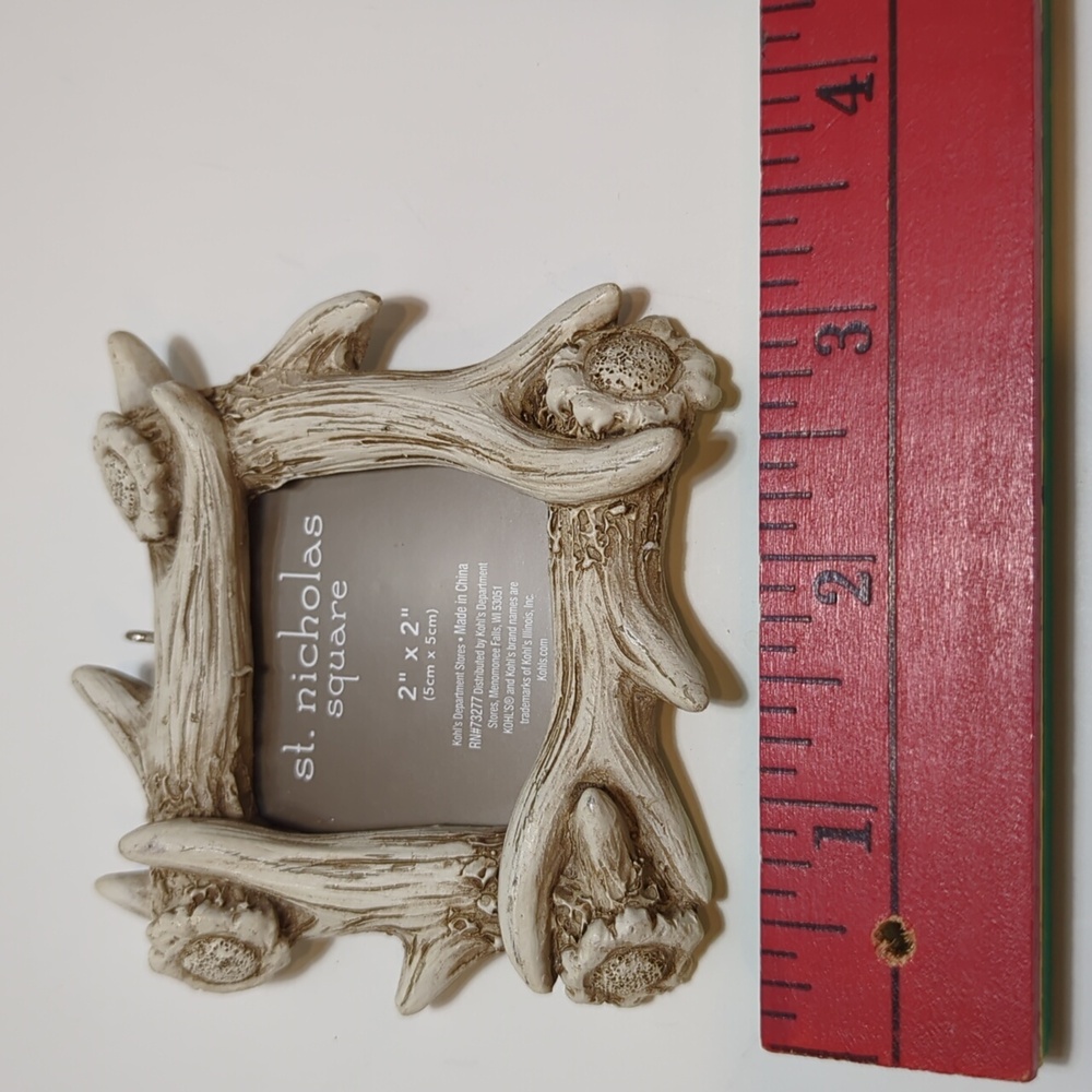 St Nicholas Square Miniature Ornament Frame 2” x 2” Deer Antler Theme - Picture 4 of 6